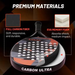 IANONI 8100 ORANGE Padel Racket Carbon Fiber Surface with EVA Memory Flex Foam Core Lightweight Padel Racquet