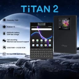 Unihertz Titan 2 QWERTY Physical Keyboard Phone 12GB 512GB 4.5'' + 2'' Display Android 15 Dimensity 7300 50MP 5G Smartphone