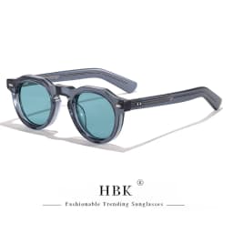HBK Classic Round Men Sunglasses Vintage Small Frame High-Quality Acetate Frame Sun Glasses Women Party Travel Outdoor Glasses