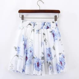 Summer 2026 Korean Style  Floral Chiffon High Waist Elastic Slimming Skirt Pants Half Body Cute Style Casual Print Skirt