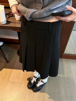 Slimming Pleated Skirt Suit for Women Spring Summer High Waist A-Line Skirt Five-Quarter Length Belly Covering Pear Shape