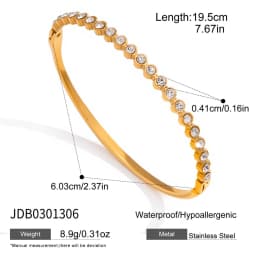 Uworld Delicate Crystal Bangle For Women Minimalist 18K Gold Plated Stainless Steel Bangle Party Wedding Fashion Jewelry Gift