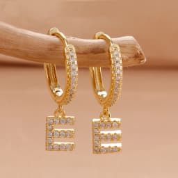Nidin Hot Sale Initial A-Z Letters Mini Small Hoop Earrings Gold Color Zircon Jewelry Alphabet Fashion Christmas New Year Gift