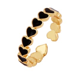 Love Heart Shape 18K Gold Plated Finger Ring,Colourful Enamel Coated Zircon Open Adjustable Rings Jewelry Findings Supplies P34