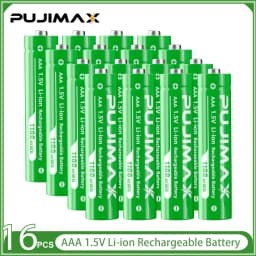 PUJIMAX 1.5V AAA 1100mWh Rechargeable Lithium-ion Battery With Smart Battery Charger SET Batteries Individually Available