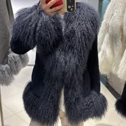YOLOAgain Real Mongolia Sheep Fur Collar Real Leather Jacket Coat Women