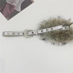 1PC Punk PU Studded Fur Belt Y2K Vintage Faux Fur Waistband Metal Plush Furry Waistband Jeans Waist Belts Accessories