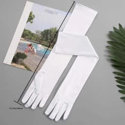 1 Pair Women's Evening Party Mittens 38cm Long Black/White Satin Finger Gloves1920s the Great Gatsby Flapper Opera Party Gloves