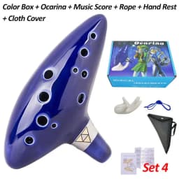 One Set 12 Hole Legend Of Ocarina Ceramic Alto C Tone Piccolo Orff Music Instrument For Zelda Fans With Accessories Dark Blue
