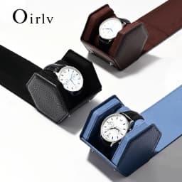 Oirlv Portable Watch Box Leather Watch Organizer Hexagon Watch Storage Box With Pillow Wristwatch Bag Birthday Gift Watch Case