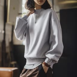 Maden Women's Loose Pullover Sweatshirt Women Air Layer Fabric Drop Shoulder Casual Long sleeve Top Light Gray for Autumn