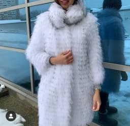 Women's Striped Real Silver Fox Fur Coat, Long Cardigen with Wool Lining, Big Size Clothes, Elegant Outwear, Spring, Lux18A09164