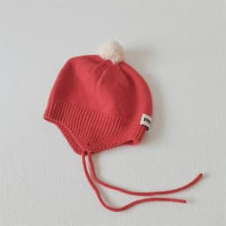 Fashion Striped Children Ear Protection Hat Solid Color Woolen Knit Hat 2-6Year Kids Winter Warm Pullover Cap Plush Ball Beanies