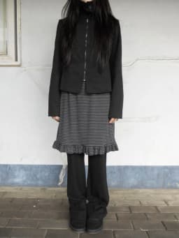 Retro High Waist Striped Patchwork Spring Autumn Pants Girl's Faux Two-Piece Layered Skirt Pants Korean Style Casual Trousers