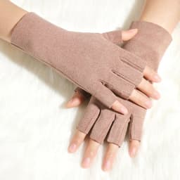 Autumn And Winter Women Half Finger Keep Warm Keyboard Work Writing Convenient Gloves Thin Soft Solid Simple Velvet Mittens