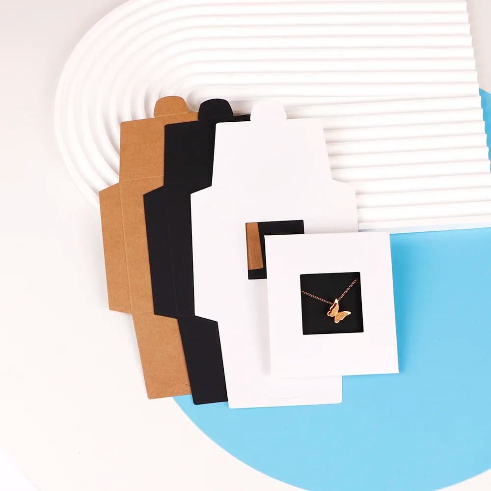 25/50Pcs Ready-made Craft Paper Foldable Hollow Envelope For Necklace Earrings Jewelry Display Cards DIY Packaging Accessories
