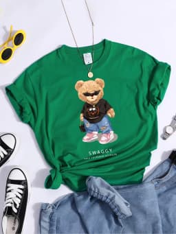 Teddy Bear Goes Out,Be Confidence Be Positive Tshirt Original Soft Tshirt Trend Simple Tee Top Summer Individual Women Tshirt