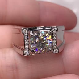 Buyee 925 Sterling Silver Wedding Ring Light Zircon Simple Ring for Man Fashion Classic Big Fine Jewelry Circle