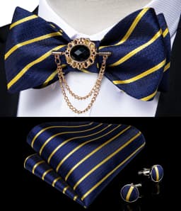 Exqusite Men's Self-tie Bowties Wedding Neck Ties For Man Accessories Cufflinks Hanky Brooch Set Red Black Yellow Blue Bowtie
