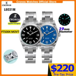 Cronos EX Diver Mechanical Men Watch 39mm Automatic PT5000 Sapphire Glass Bushed Bracelet Glide Clasp 10ATM  L6031
