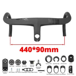 ALANERA RS T1000 Carbon Integrated Road Handlebar with Computer Mount, Internal Cable Routing, 28.6mm Steerer & Spacers