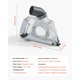 SucceBuy Cutting Dust Shroud for Angle Grinders Universal 4-5 in Angle with 6 Clamping Washers & 5 in Diamond Grinding Cup Wheel