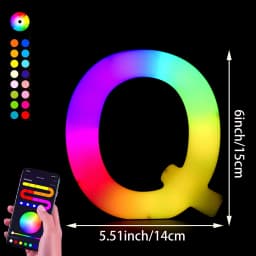 1PC Smart LED Letter Light - DIY RGB Marquee App Control Music Sync Indoor Sign Game Holiday Party Wedding Graduation Season A-Z
