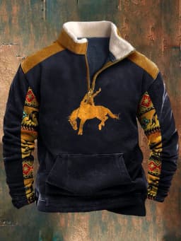 Spring Autumn New Men Wool Collar Half-zipper Hoodies Sweatshirts Print Casual European American Trend Jacket Long-sleeved Tops