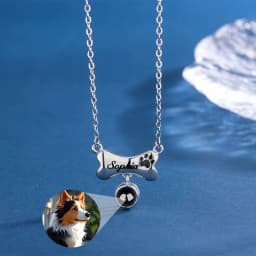Personalized Engraved Name Picture Necklace Custom Photo Projection Necklaces Dog Cat Paw Necklace Memorial Gifts for Pet Lover