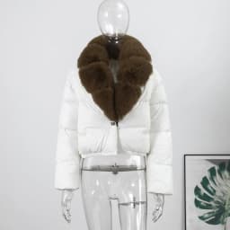 Warm Fur Collar Cotton Coats Women's Green Lapel Zipper Full Sleeve Padded Jacket Overcoat 2026 Winter New Lady Loose Streetwear