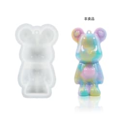 DIY Crystal Epoxy Silicone Mold Cute Sitting Stand Bear KeyChain with Hole Jewelry Pendant Mirror Silicone Resin Mold