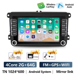 Podofo Carplay Android Auto Car Stereo Radio 7" 2 Din Mirror Link Car Multimedia Player FM GPS WIFI For VW/Golf/Passa/Skoda