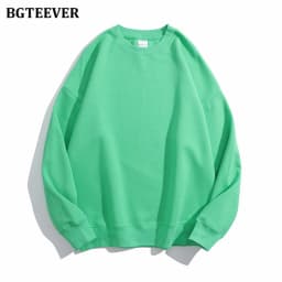 BGTEEVER Casual O-neck Loose Women Pullovers Spring Autumn Long Sleeve Basic Cotton Sweatshirts for Women