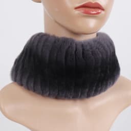 Women's Winter Warm Genuine Fur Hat Scarf Set Real Rex Rabbit Fur Cap with Silver Fox Scarves 2-Piece Natural Fashion Accessory