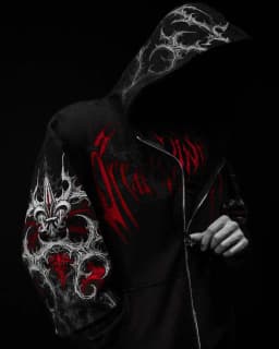 Breathedivinity Large-sized Loose-fitting Printed Full-front Zipper Hooded Sweatshirt