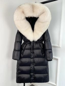 Janveny Thick Glossy Long Puffer Jacket Women Real Fox Fur Hooded 2026 Winter 90% Duck Down Coat Waterproof Female Warm Parkas