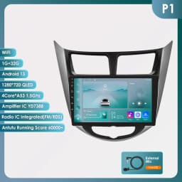 Hizpo Android Auto 2 Din For Hyundai Solaris Verna Accent 1 2010-2016 Car Radio Multimedia Video Player Carplay 4G WIFI GPS 7862