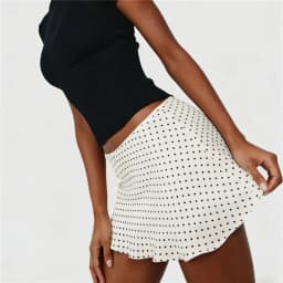 Low Rise Ruffle Hem Sheer Flowy Short Skirt Women Polka Dot Mesh Mini Skirt Y2K Aesthetic Casual Summer Holiday Streetwear