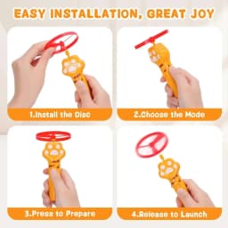 Cat Chase Fetch Toy Rechargeable Disc Launcher with 6 Flying Spinners Interactive Pet Hunting Toys Indoor Outdoor Yard Cats Dog