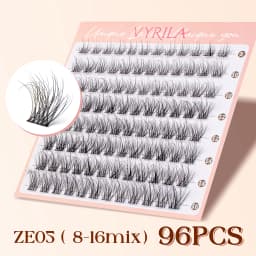 VYRILA Lashes Cluster D Curl DIY Lash Extension 3D Wispy Individual Lashes D Curl Eyelash Clusters 8-16mm Individual Lashes