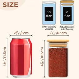 Glass Spice Jars with Bamboo Lid, 8oz Airtight Square Containers with Black Labels, Empty Seasoning Jars for Spice Salt Sugar