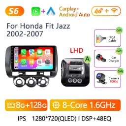 2Din Android Car Stereo Radio For Honda Fit Jazz City 2001-2008 Multimedia Player Navigation GPS Carplay Auto No DVD With Screen
