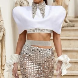 Two Pieces Long Prom Dresses Sparkly Beaded Saudi Arabia Dubai Robe De Soiree Middle Eastern Evening Dress Gown Customized