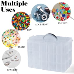 3-Layer Stackable Storage Container Box with Adjustable Compartments for Bead Organizing Storage of Small Items Crafts Jewelry
