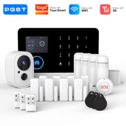 PGST 4G WiFi GSM Wireless Alarm System Home Security Protection Alarm System Set PIR Sensor Works with Tuya Smart Life Alexa