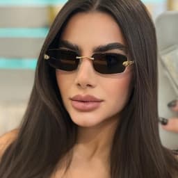Classic Frameless Small Frame Fashion Sunglasses Metal Polygonal Cheetah Sunglasses High-End Luxury Retro Sunglasses Women UV400