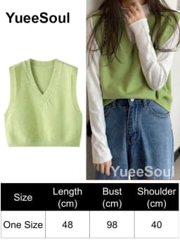 Green Knit Vest Printed Sleeveless Pullover Oversized Women Sweater Vest 2026 New Y2K Vintage Knitwear Women's Autumn Clothing