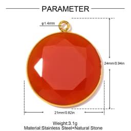 3pcs/Lot Stainless Steel Round Red Agate DIY Earring Charms Amethyst Natural Stone Necklace Pendants Woman Waterdrop Jewelry