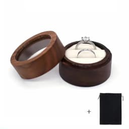 Free Personalized Wooden Wedding Ring Box With Bag Wedding Walnut Ring Box Custom Engagement Proposal Holder Bridal Gift For Her