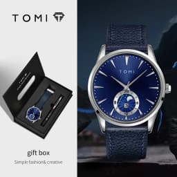 TOMI 2Pcs Men's Watch Gift Set with Pen Luxury Business Calendar Quartz Watch Suitable for Men's Birthday or Holiday Gift